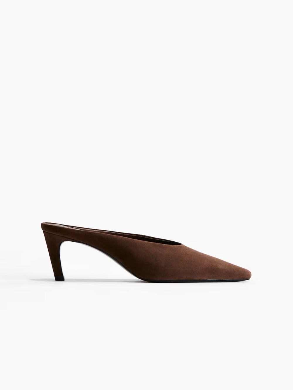 H&M Brown Pointed Slip-On Mules with Mid Heel. Without box